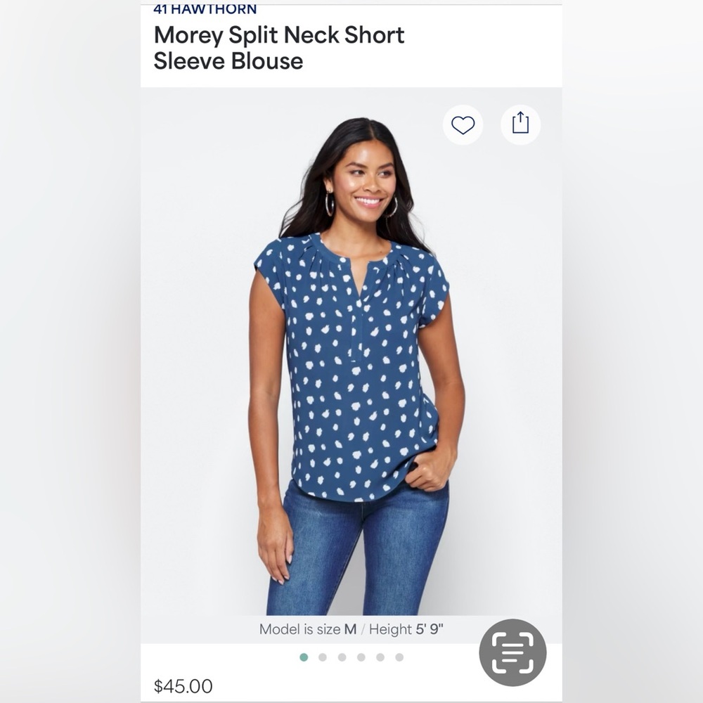 41 Hawthorn Morey Split Neck Blouse. Size Medium